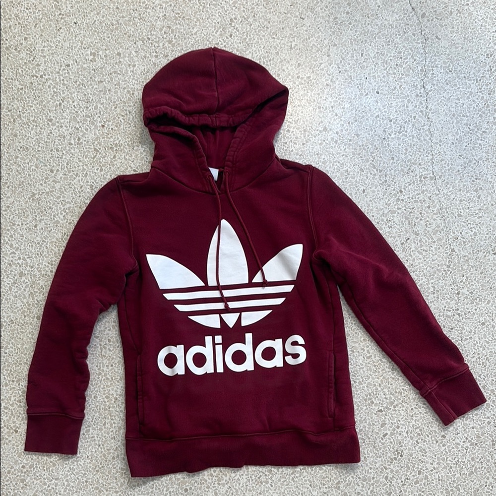Adidas Maroon Hoodie with White Logo